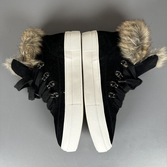 Soda Brand Women's Faux Fur Black Suede‎ Bootie Sneakers Women's Size 7 - Picture 8 of 11